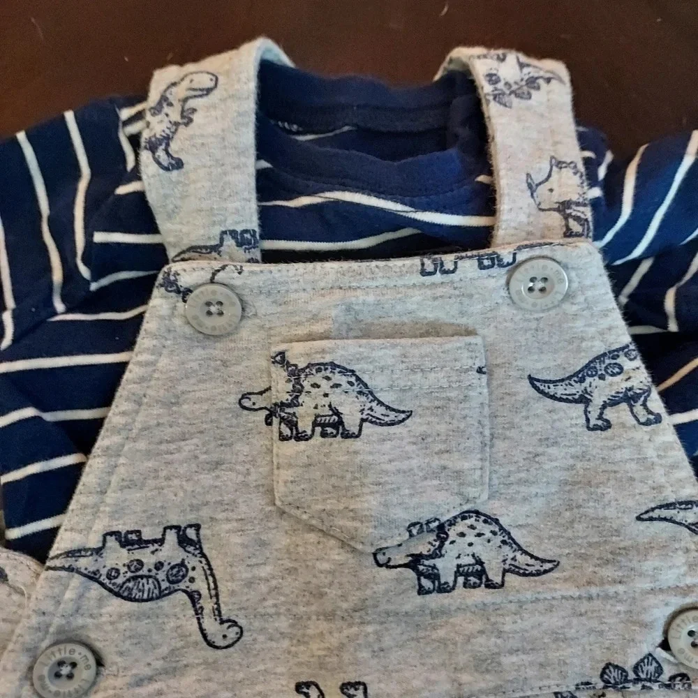 Little Me Size 6M 2 Piece Dino Shortall and Shirt Set